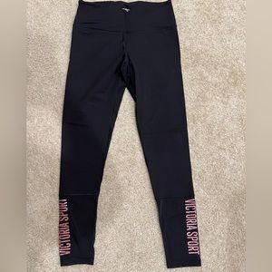 VS Victoria Sport Black Leggings Pink Glitter